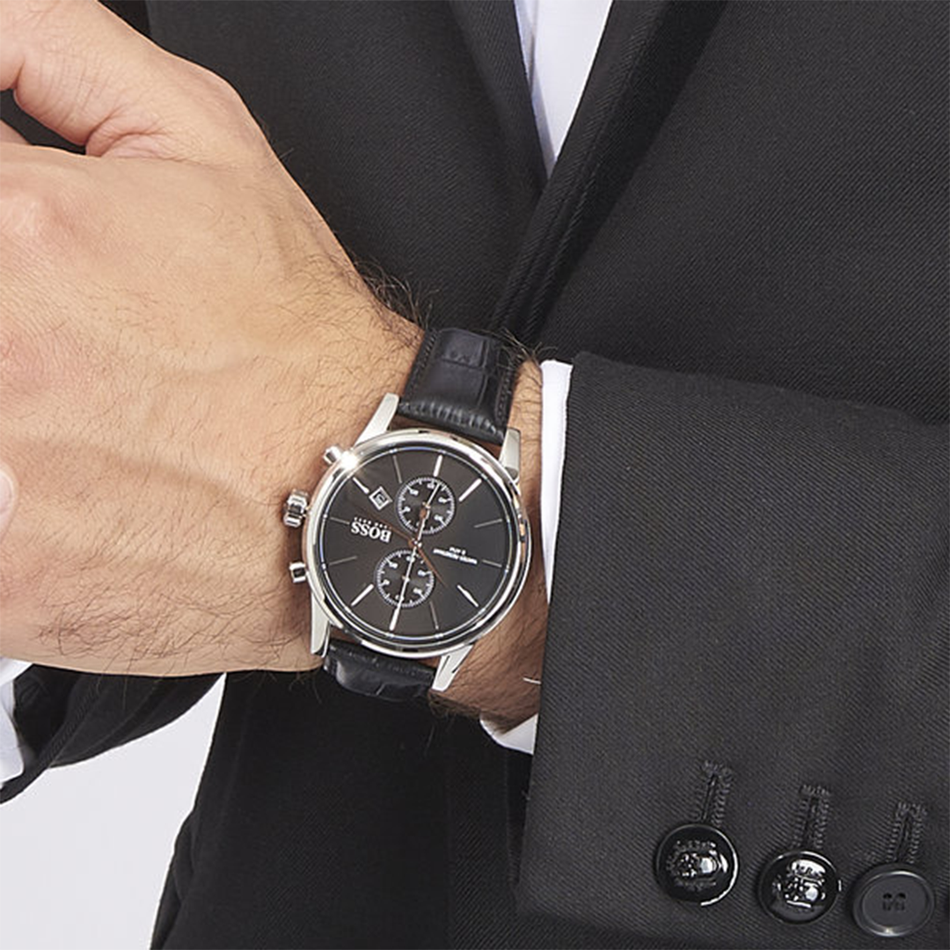 Hugo Boss Jet Black Dial Leather Strap - 1513279